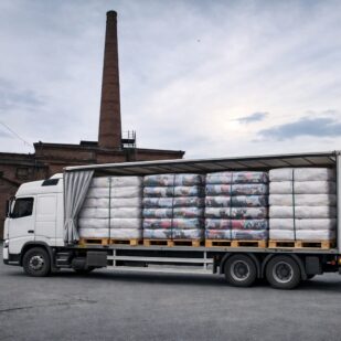 kamion, hadry na čištění, produkty, balík, paleta